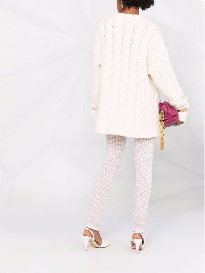 Balmain Legging met monogram patroon Beige