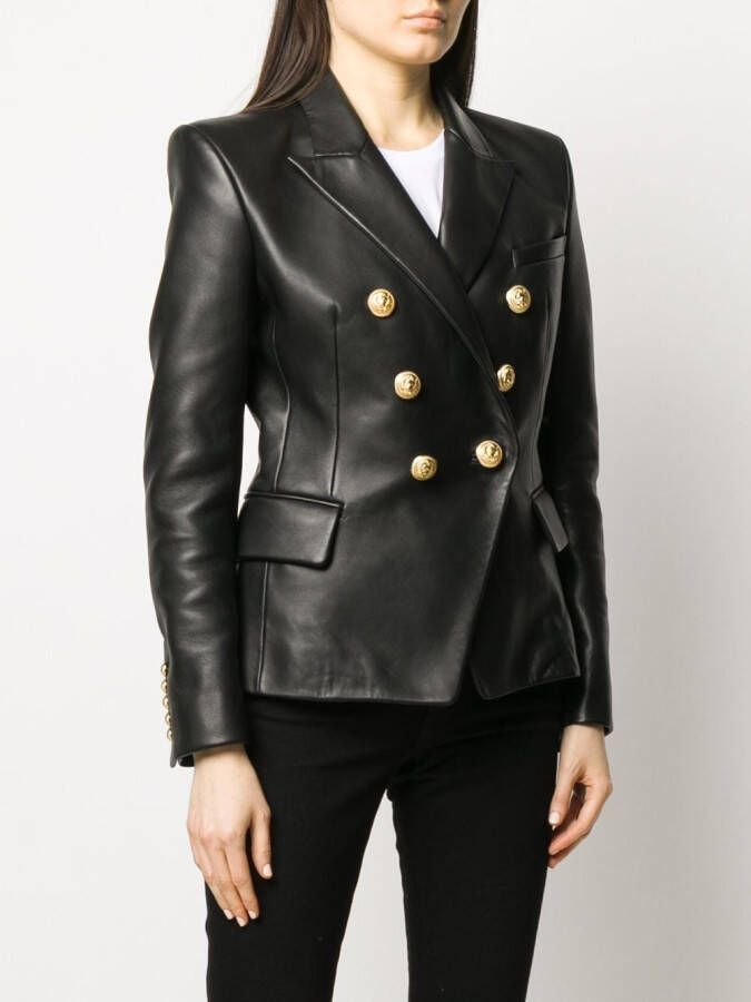 Balmain Leren jack Zwart