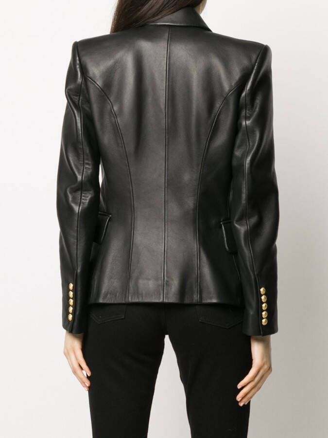 Balmain Leren jack Zwart