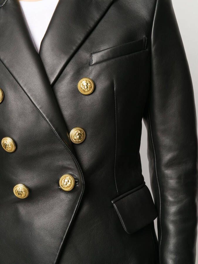Balmain Leren jack Zwart