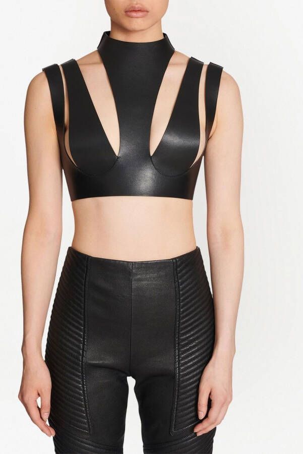 Balmain Leren top Zwart