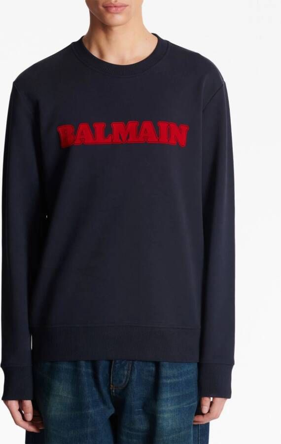 Balmain Sweater met logo-patch Blauw