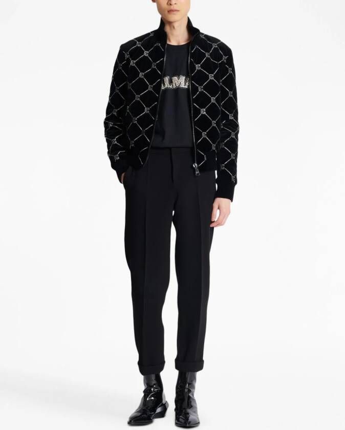 Balmain T-shirt met geborduurd logo Zwart