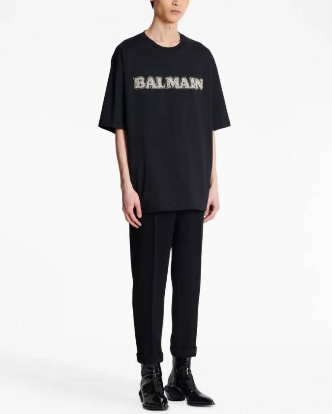 Balmain T-shirt met geborduurd logo Zwart