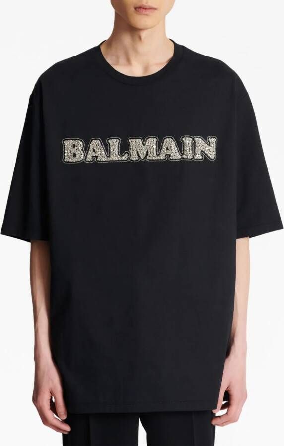 Balmain T-shirt met geborduurd logo Zwart