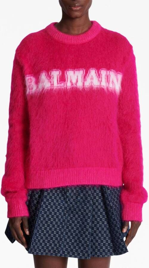 Balmain Trui met logo-jacquard Roze