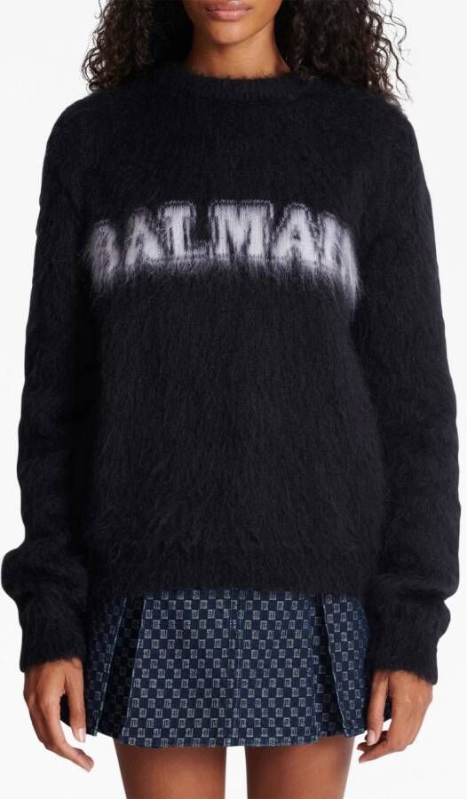 Balmain Trui met logo-jacquard Zwart
