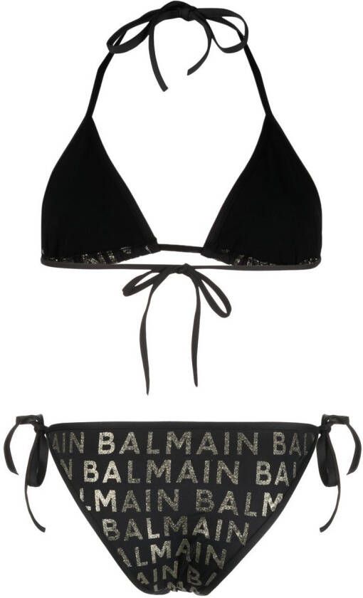 Balmain Bikini met logoprint Zwart