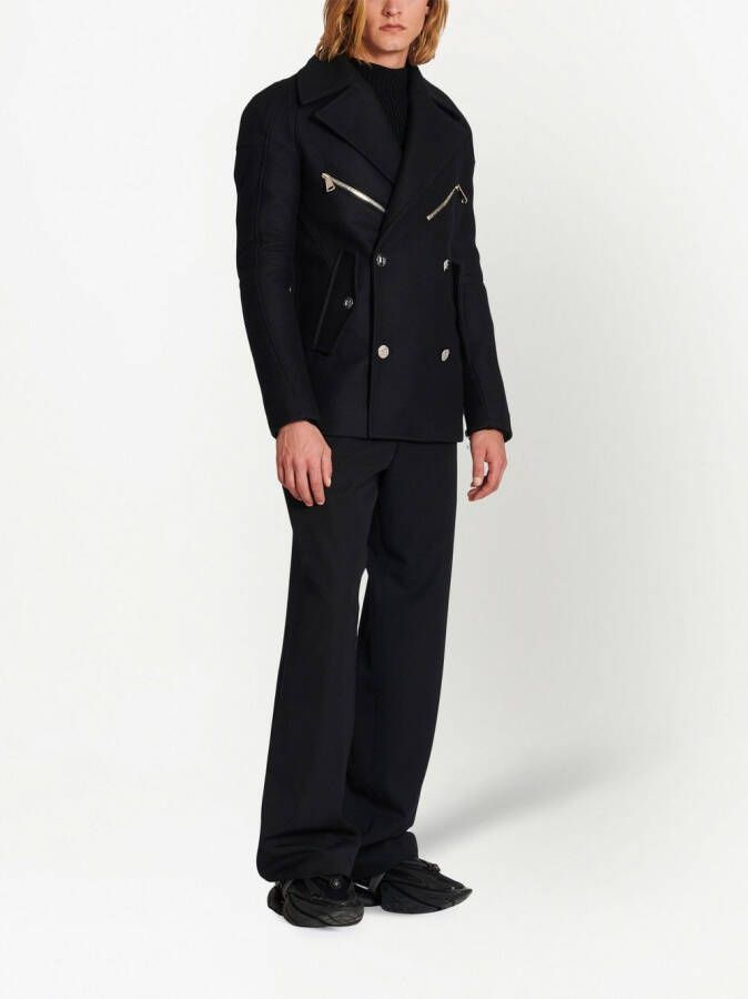 Balmain Mantel met dubbele rij knopen Zwart