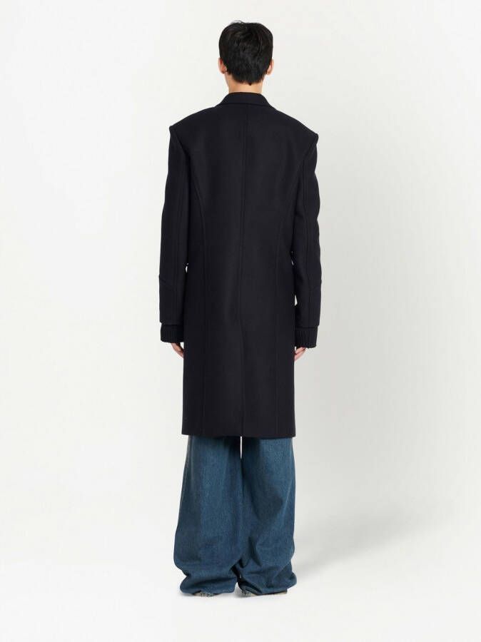 Balmain Mantel met enkele rij knopen Zwart