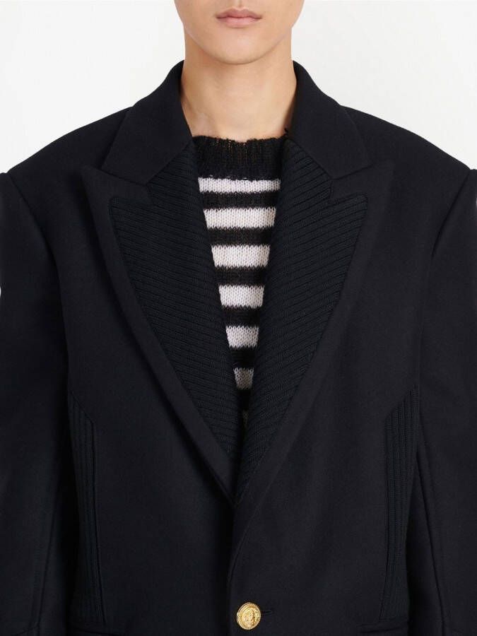 Balmain Mantel met enkele rij knopen Zwart