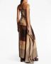Balmain Maxi-jurk met monogramprint Bruin - Thumbnail 4