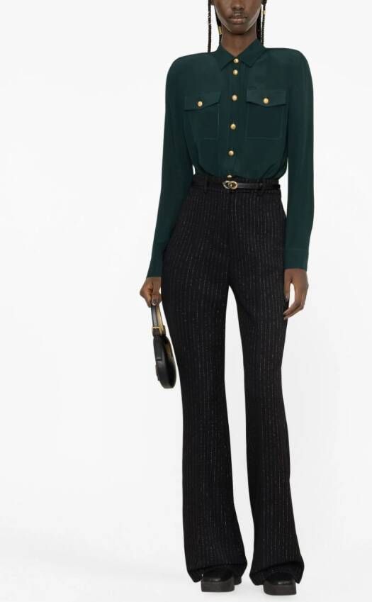 Balmain striped wool-blend flared trousers Zwart
