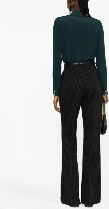 Balmain striped wool-blend flared trousers Zwart