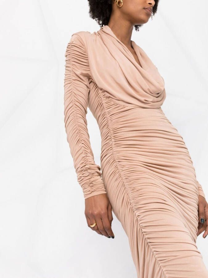 Balmain Midi-jurk met capuchon Beige