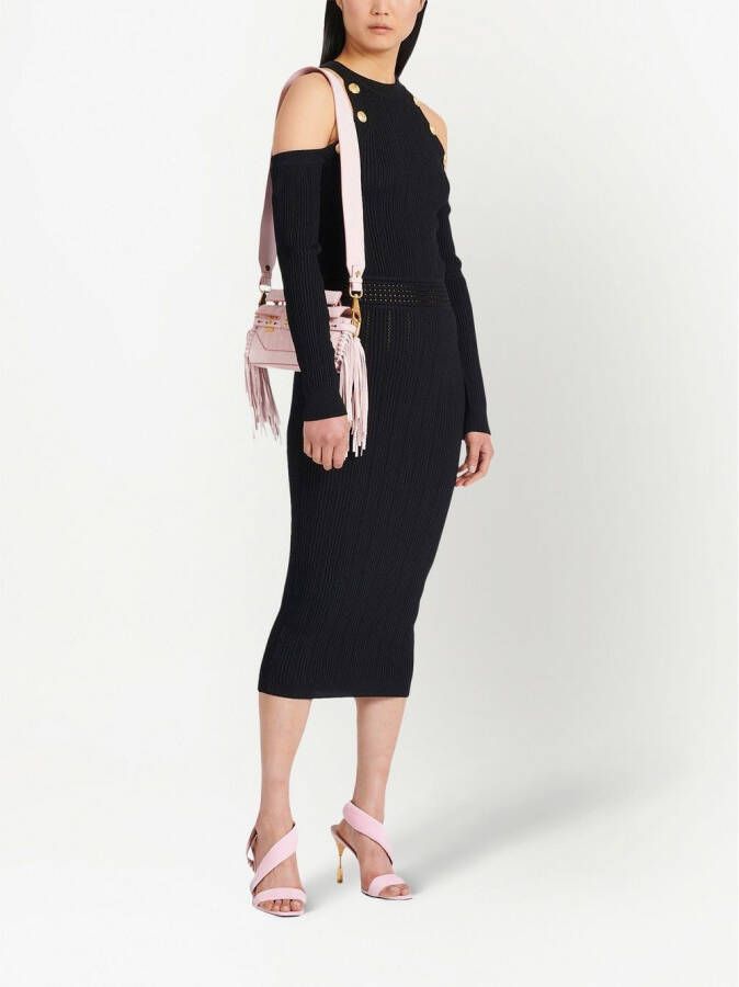 Balmain Midi-jurk met open schouders Zwart