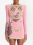 Balmain Mini-jurk met borduurwerk Roze - Thumbnail 3
