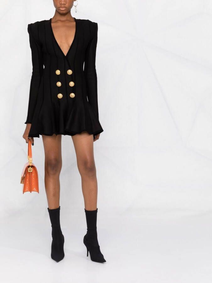 Balmain Mini-jurk met dubbele rij knopen Zwart