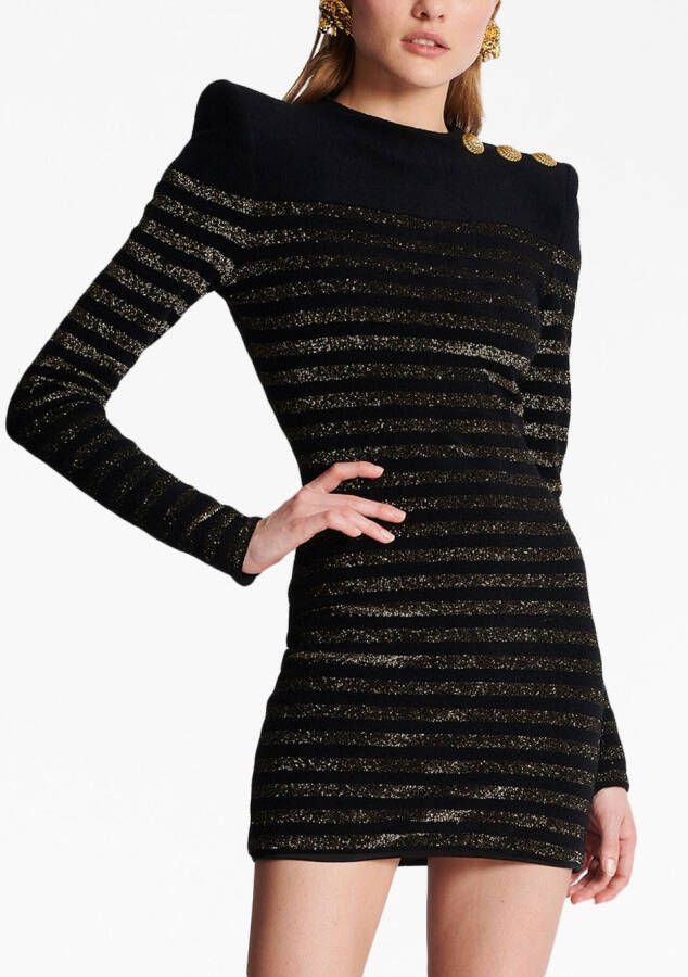 Balmain Mini-jurk met knoopdetail Zwart