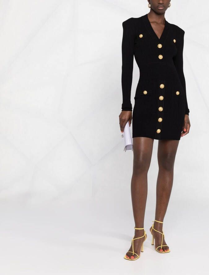 Balmain Mini-jurk met knoopdetail Zwart