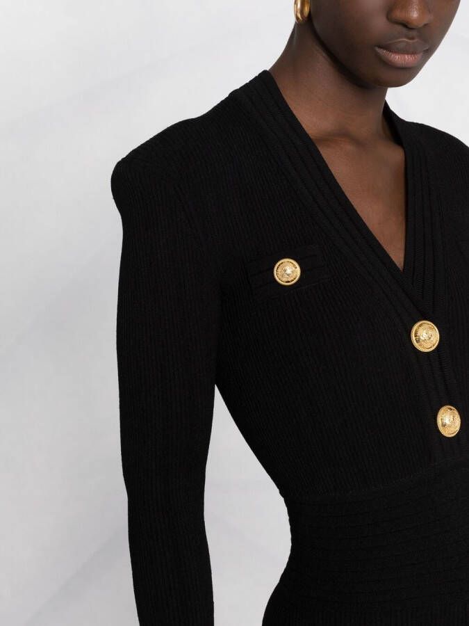 Balmain Mini-jurk met knoopdetail Zwart
