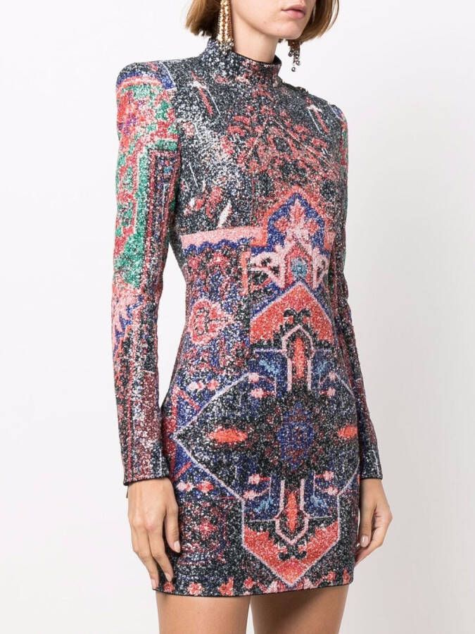 Balmain Mini-jurk met pailletten Blauw