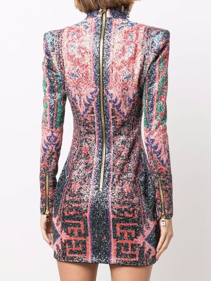 Balmain Mini-jurk met pailletten Blauw