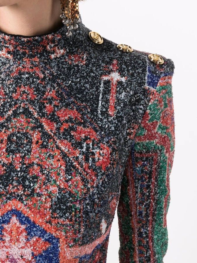 Balmain Mini-jurk met pailletten Blauw