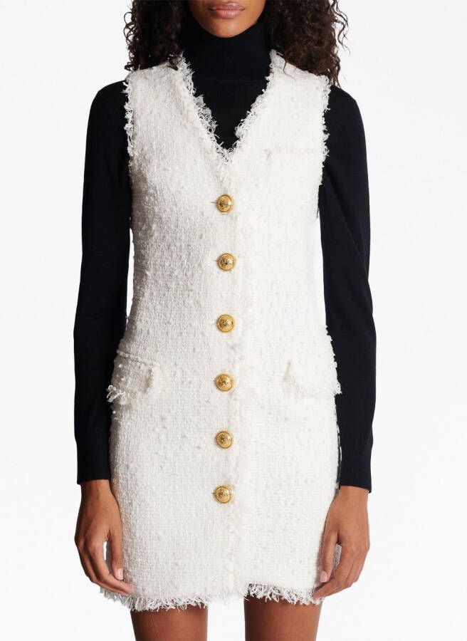 Balmain Mini-jurk met V-hals Wit
