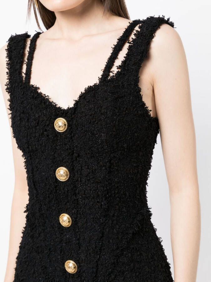 Balmain Mini-jurk verfraaid met knoop Zwart