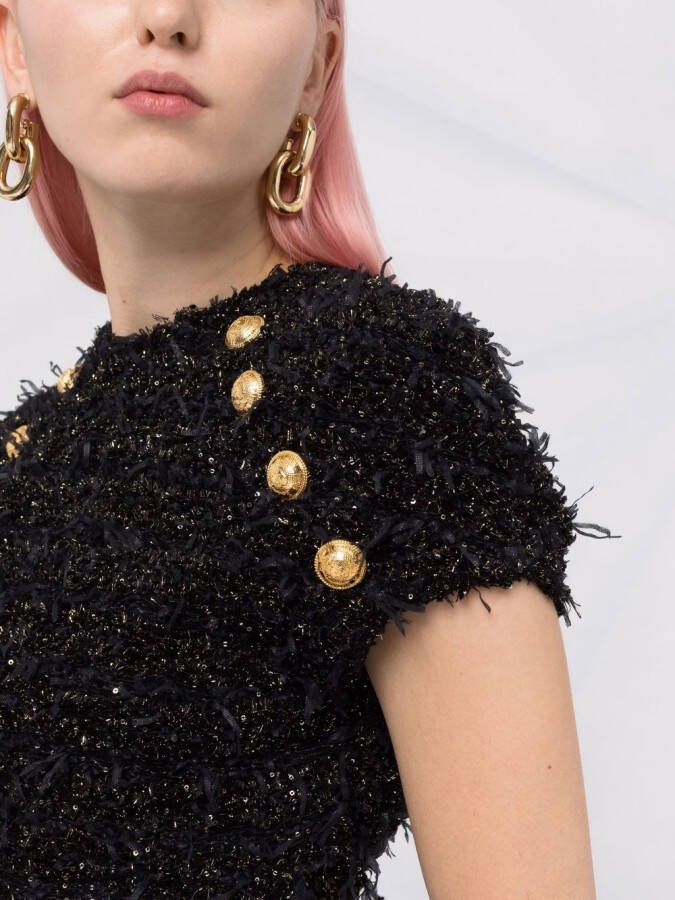 Balmain Mini-jurk verfraaid met pailletten Zwart