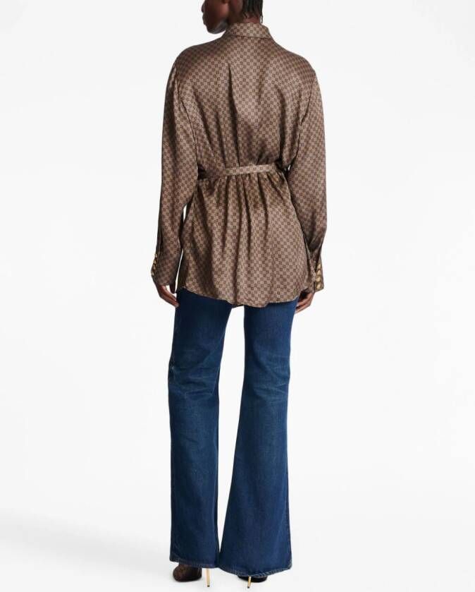 Balmain Blouse met monogramprint Bruin