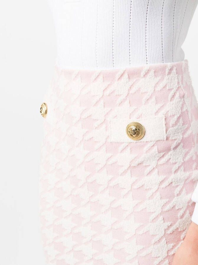 Balmain Mini-rok met pied-de-poule print Roze
