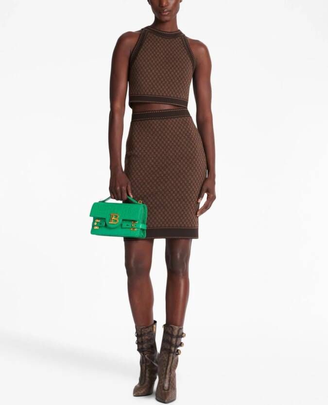 Balmain Top met jacquard Bruin