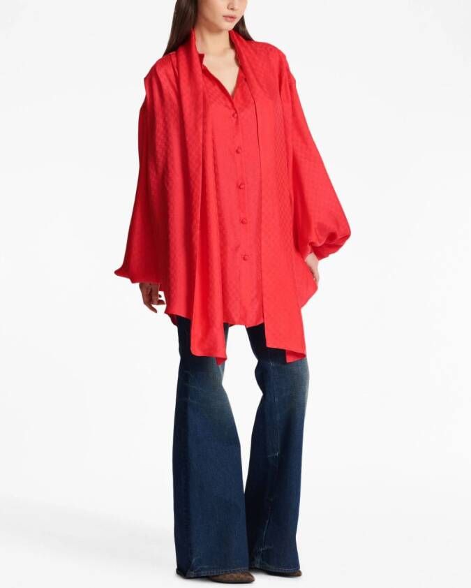 Balmain Blouse met monogram jacquard Rood