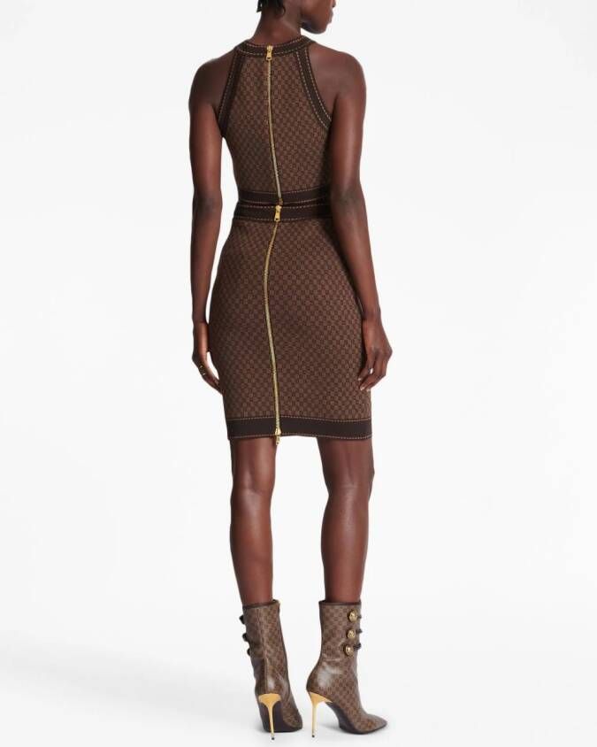 Balmain Mini-rok met jacquard Bruin