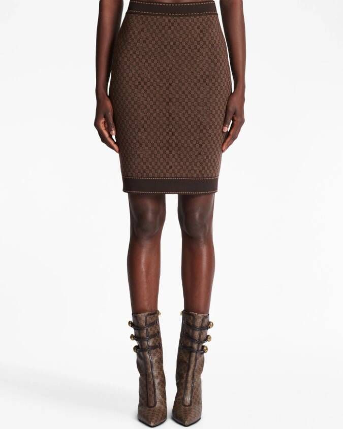 Balmain Mini-rok met jacquard Bruin