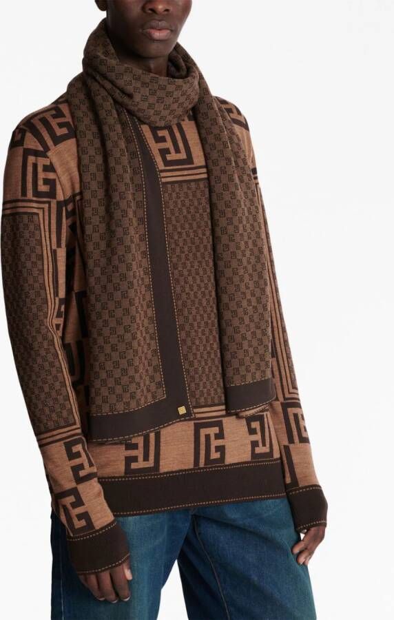 Balmain Sjaal met monogram Bruin