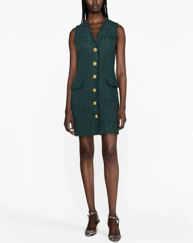 Balmain Mouwloze mini-jurk Groen