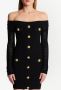 Balmain Off-shoulder mini-jurk Zwart - Thumbnail 4