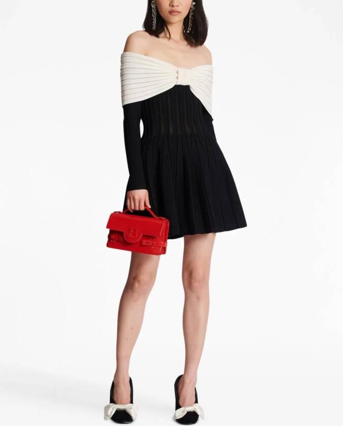 Balmain Off-shoulder mini-jurk Zwart