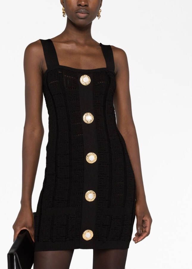 Balmain Opengebreide mini-jurk Zwart
