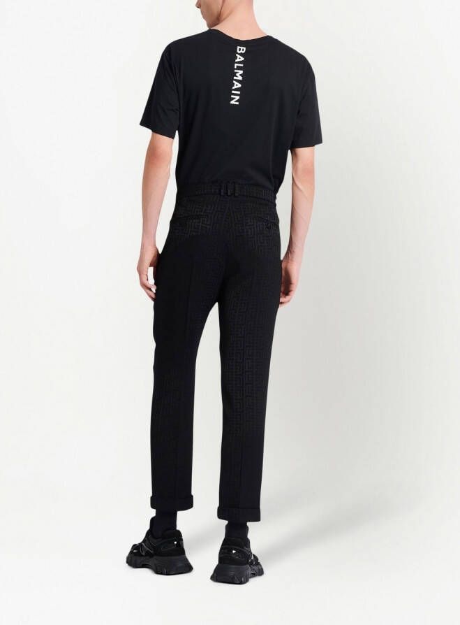 Balmain Pantalon met monogram-jacquard Zwart