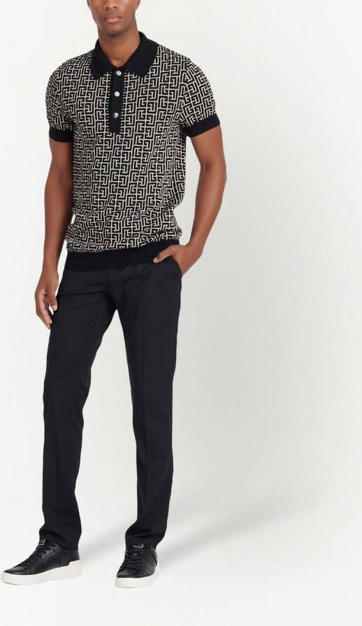 Balmain Poloshirt met jacquard Zwart