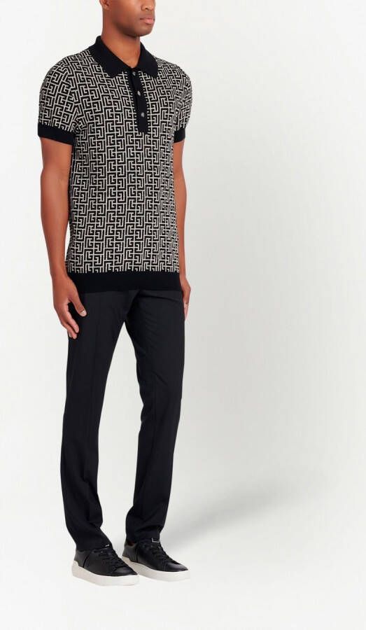 Balmain Poloshirt met jacquard Zwart