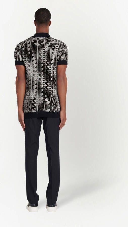 Balmain Poloshirt met jacquard Zwart