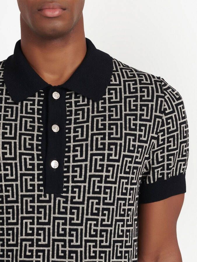 Balmain Poloshirt met jacquard Zwart