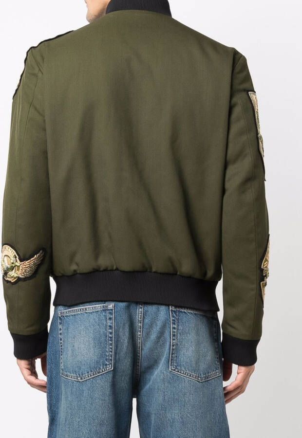 Balmain Pilotenjack met meerdere badges Groen