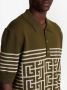 Balmain Wool polo shirt with monogram and stripes Green Heren - Thumbnail 5