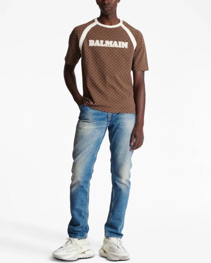 Balmain T-shirt met monogramprint Bruin